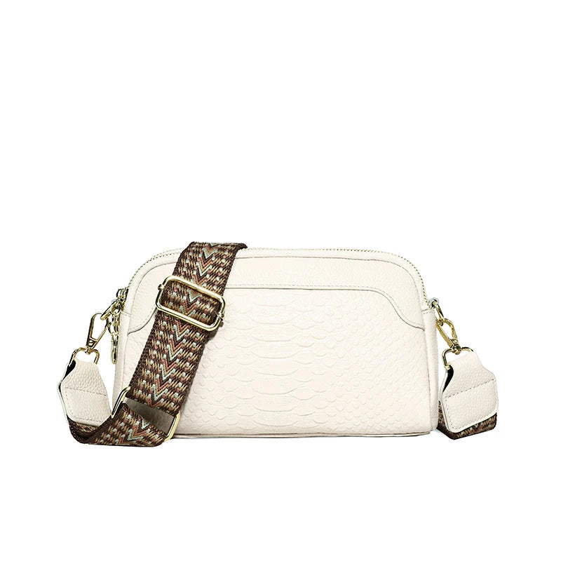 Mia™ - Crossbody Leather Bag With Alligator Pattern