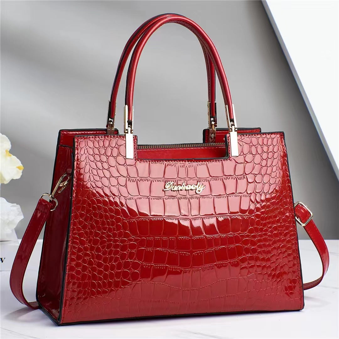 Lola™ - Shiny Crocodile Pattern Leather Handbag