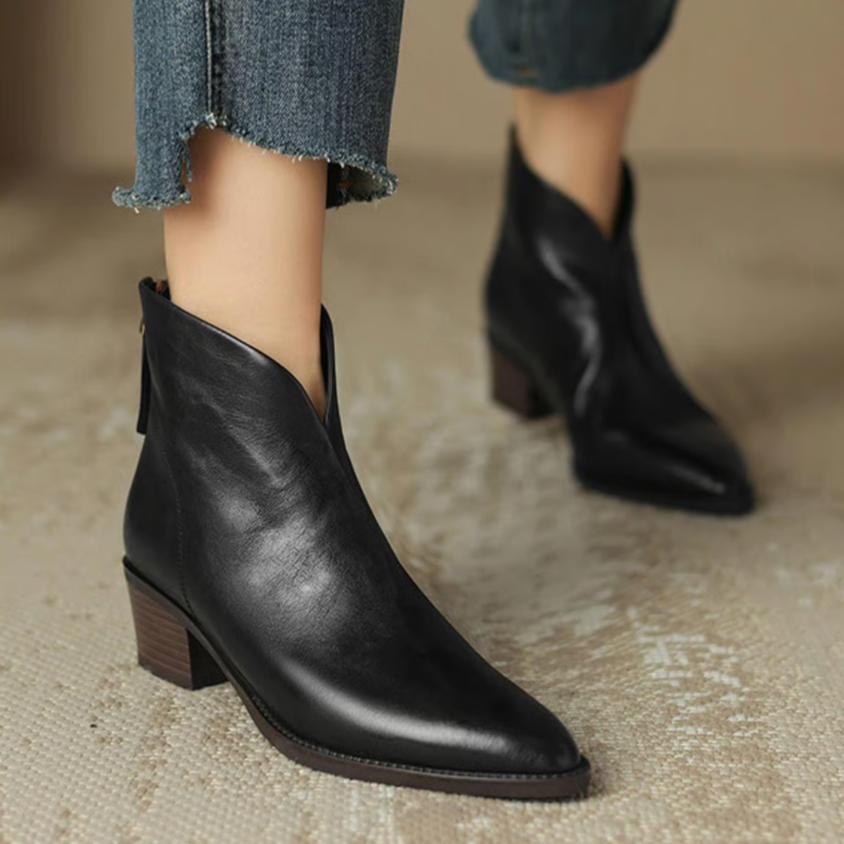 Charline - Elegant Ankle Boots With Rear Zipper