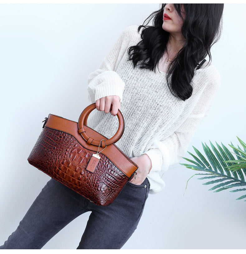 Sophia™ - Stylish Leather Croco Bag With Handmade Details