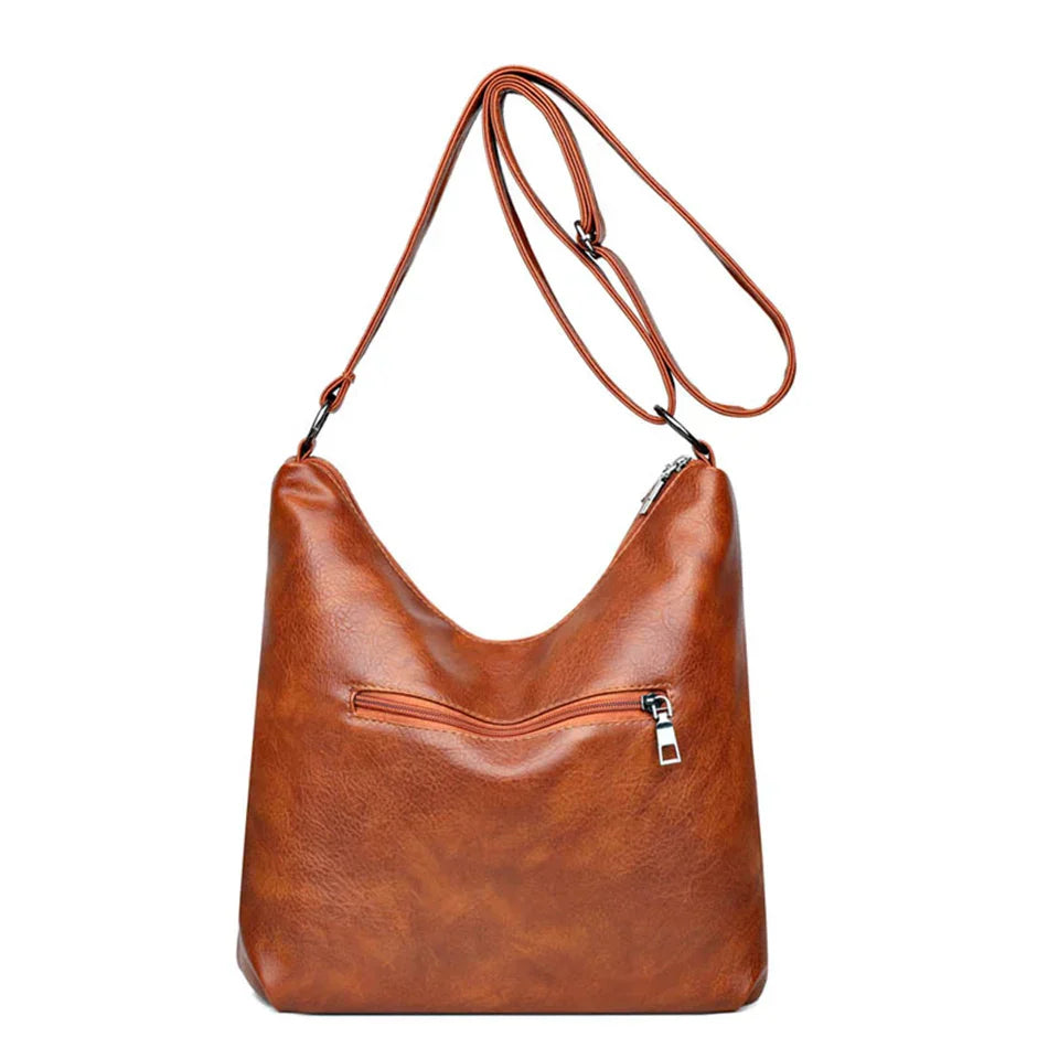 Aaliyah - Double Zipper Leather Shoulder Bag