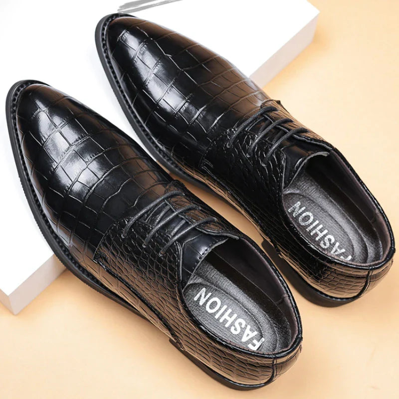 Lauren™ - Stylish Crocodile Pattern Leather Shoes