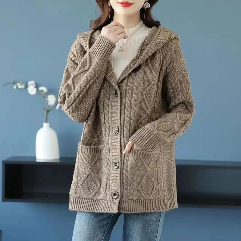 Lina™ - Elegant Diamond Stitch Cardigan