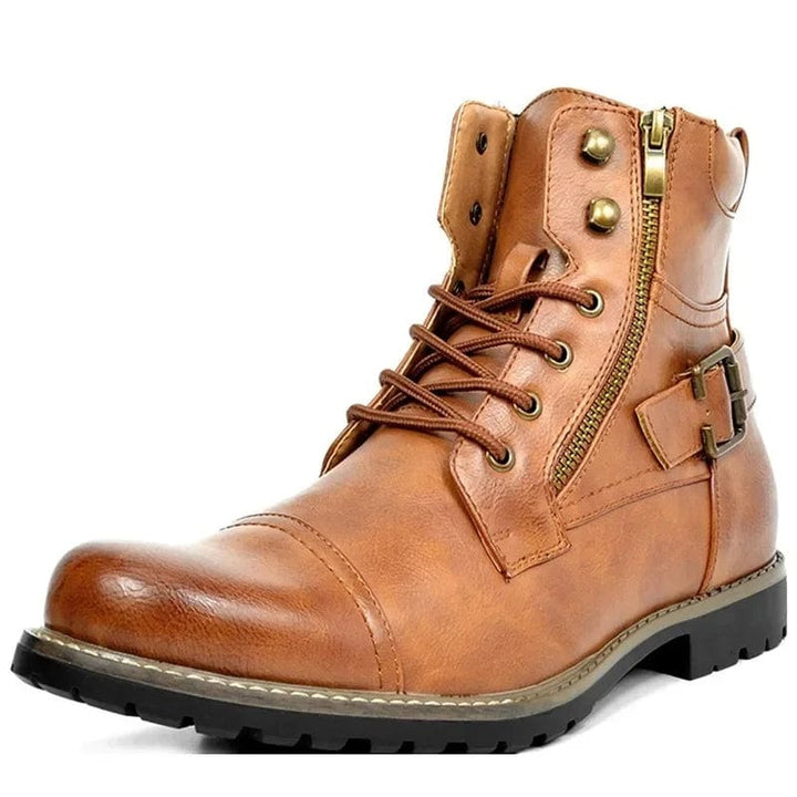 Carwin - Fashion Leather Lace-Up Boots