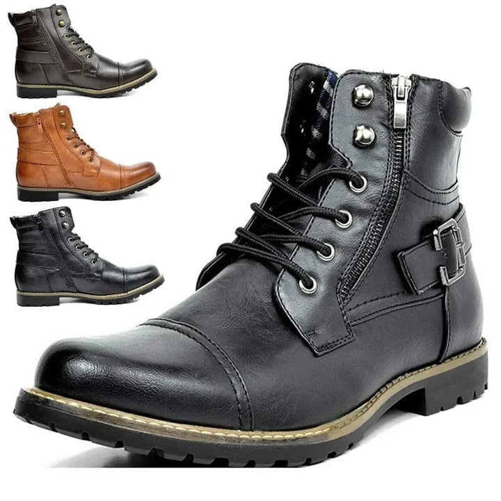 Carwin - Fashion Leather Lace-Up Boots