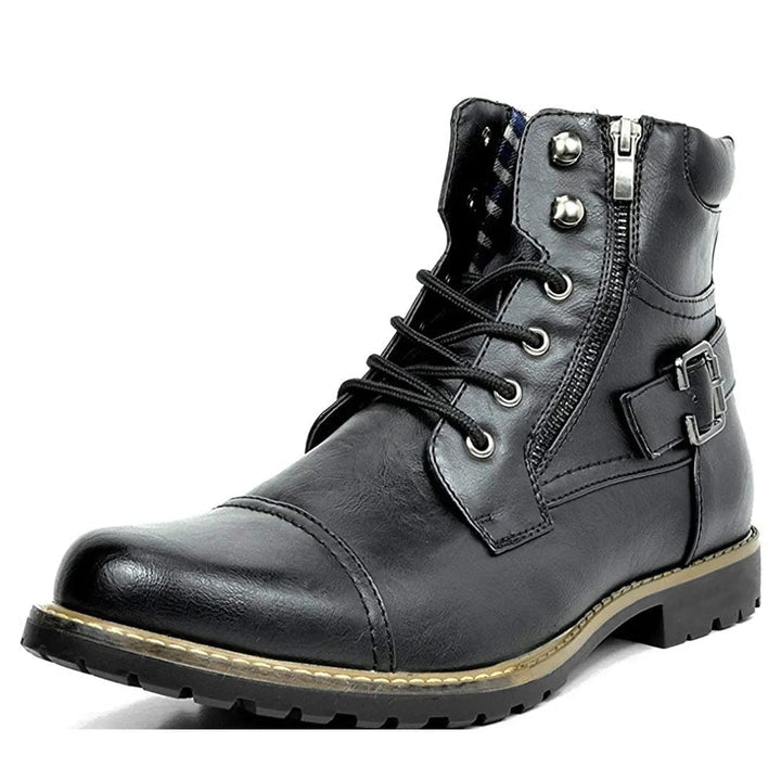 Carwin - Fashion Leather Lace-Up Boots