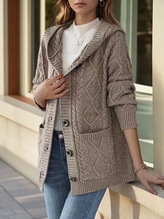 Lina™ - Elegant Diamond Stitch Cardigan