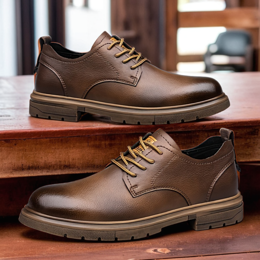 Ashton Plain-Toe Leather Derby Shoes