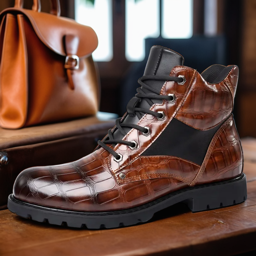 Savannah’s Luxe Appeal | Croc-Embossed Leather Boots