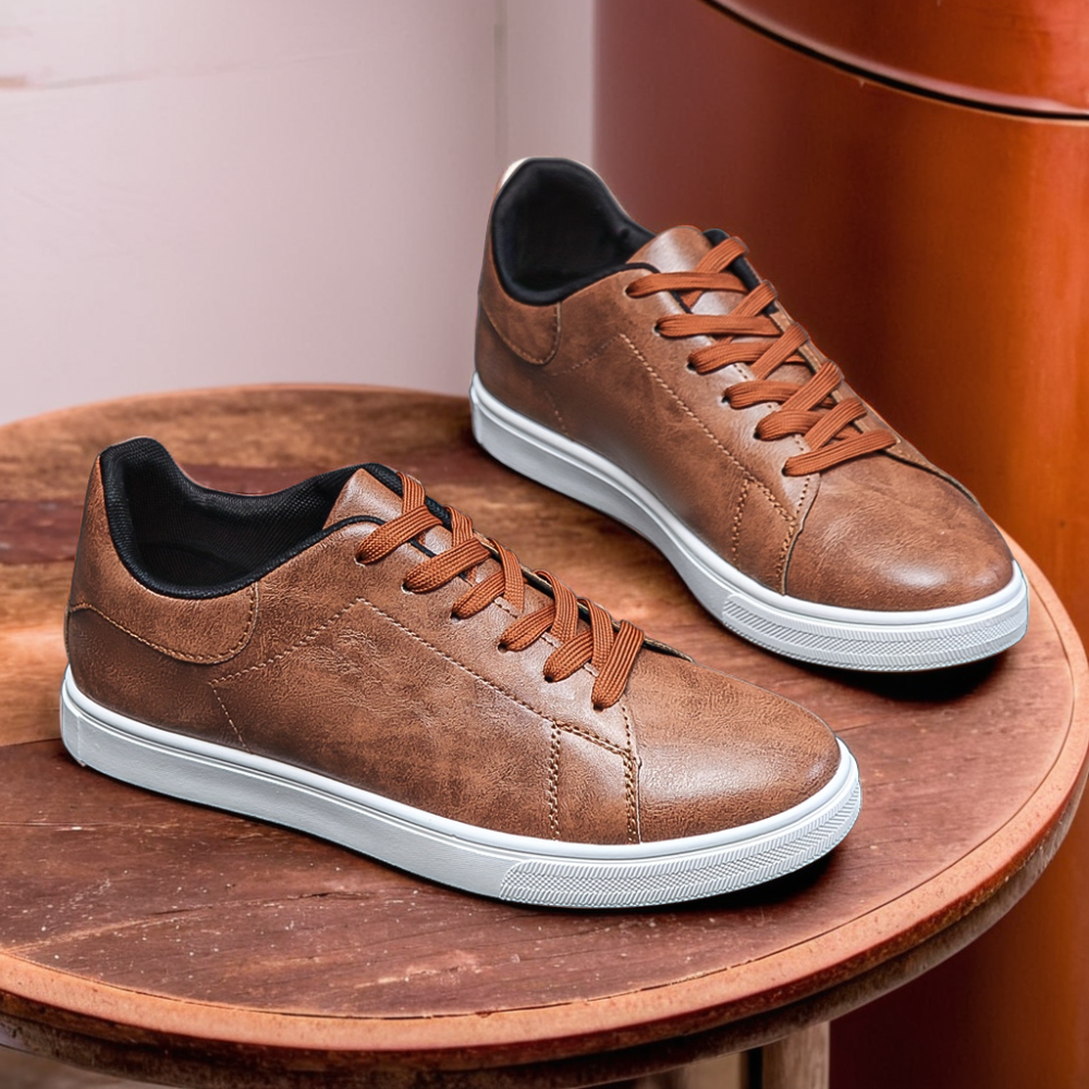 Axis Lace-Up Leather Sneakers