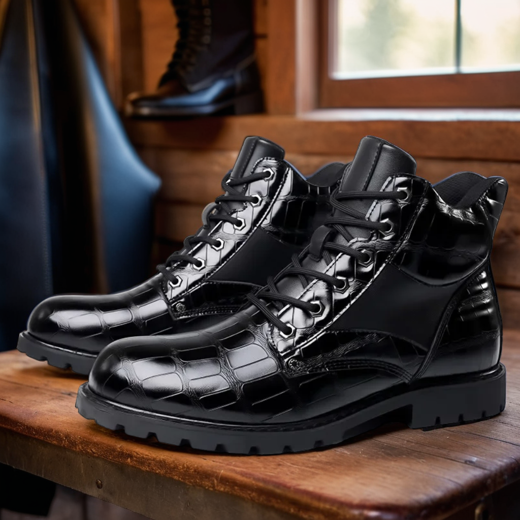 Savannah’s Luxe Appeal | Croc-Embossed Leather Boots