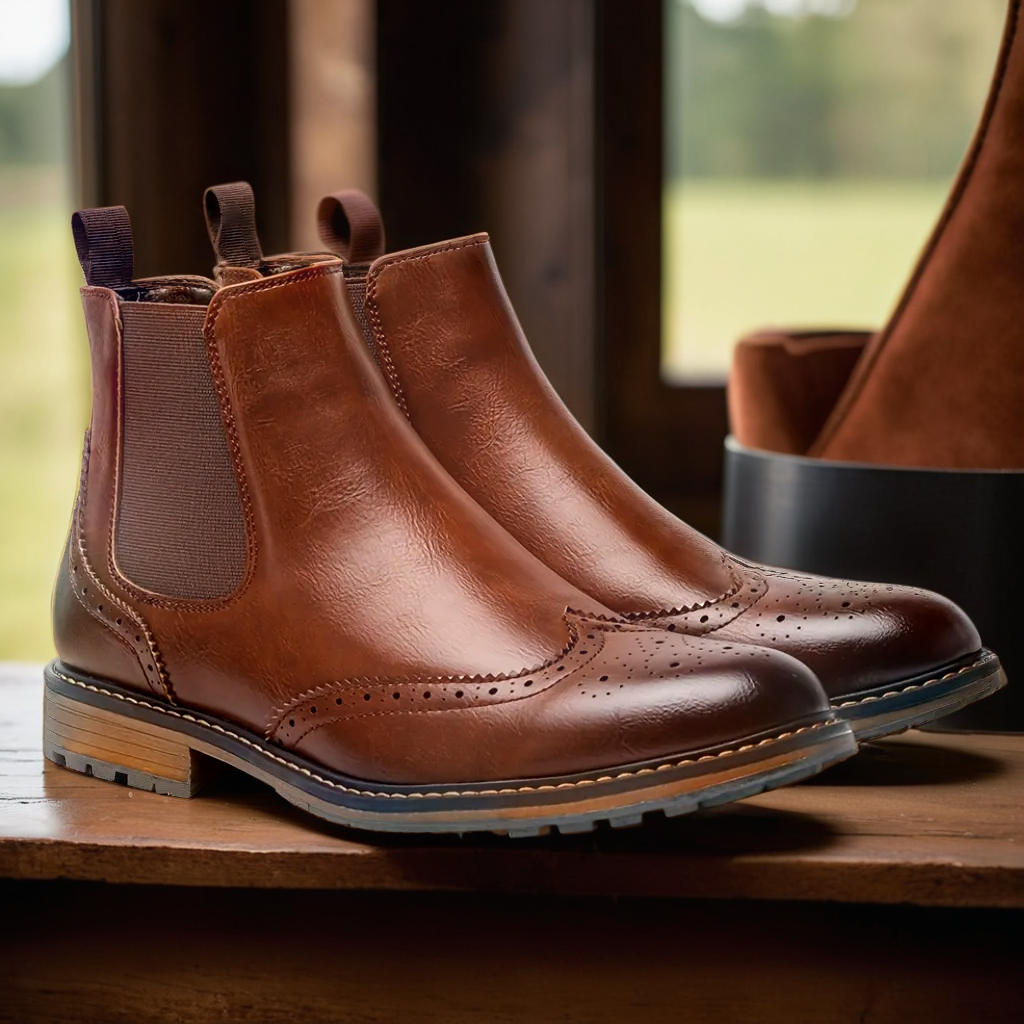 Heritage Style | Cambridge Wingtip Brogue Chelsea Boots